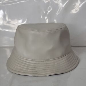 CA4LA Cream Faux Leathee Bucket Hat